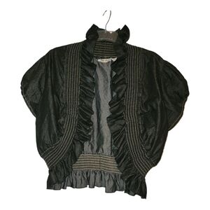 𝅺gold Flava Ruffled Bolero Short Sleeve Ruffled Black Bolero Jacket Size 24